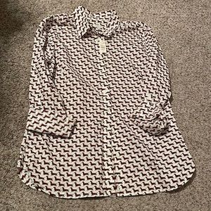 Talbots NWT- wiener dog button down blouse- Sz M